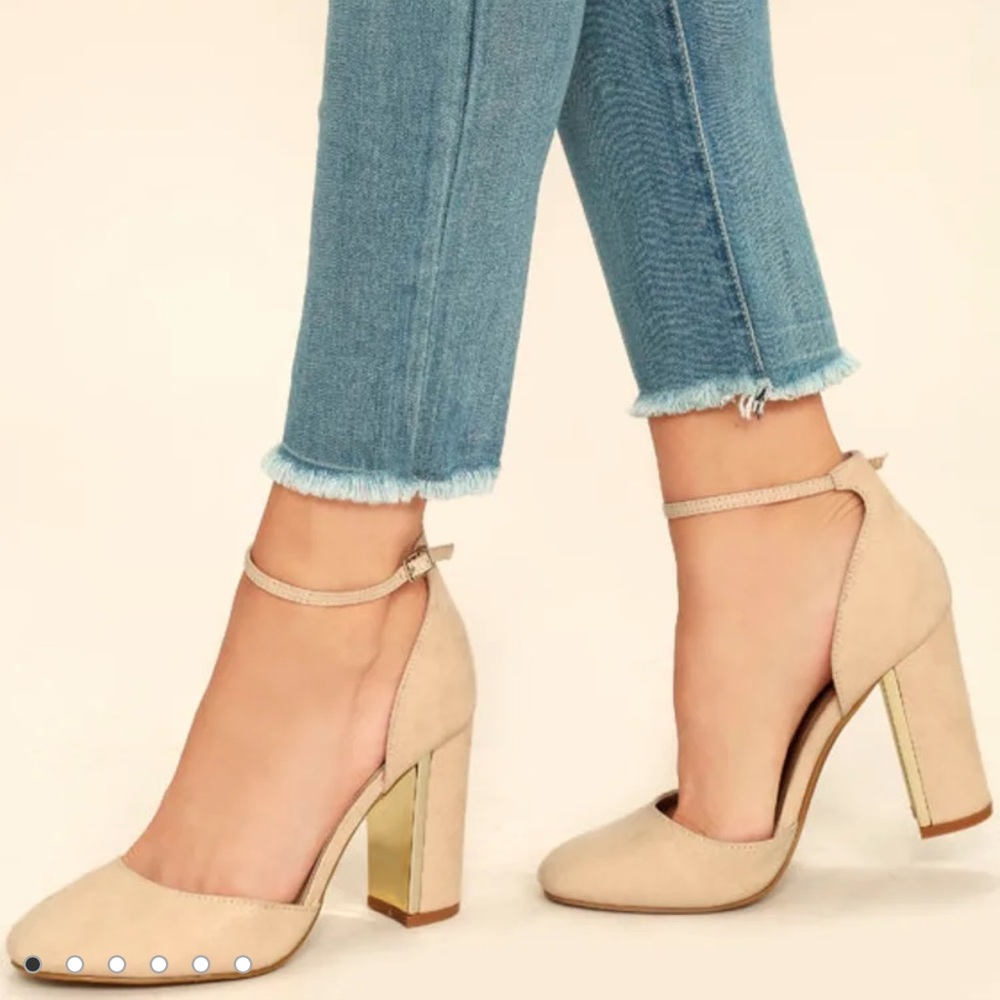 Lulus Laura Light Nude Suede Ankle Strap Heels